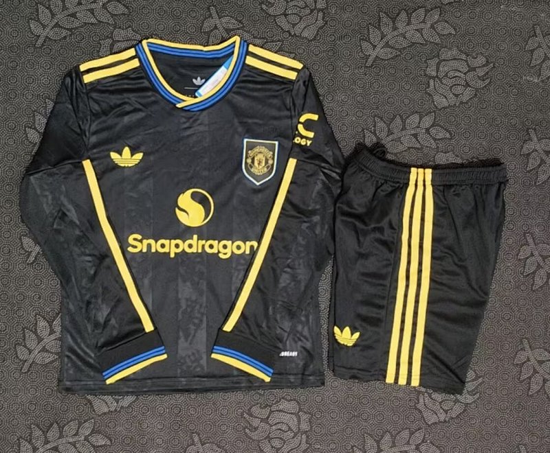 Kids Man Utd Away Soccer Uniform 25 26-afa