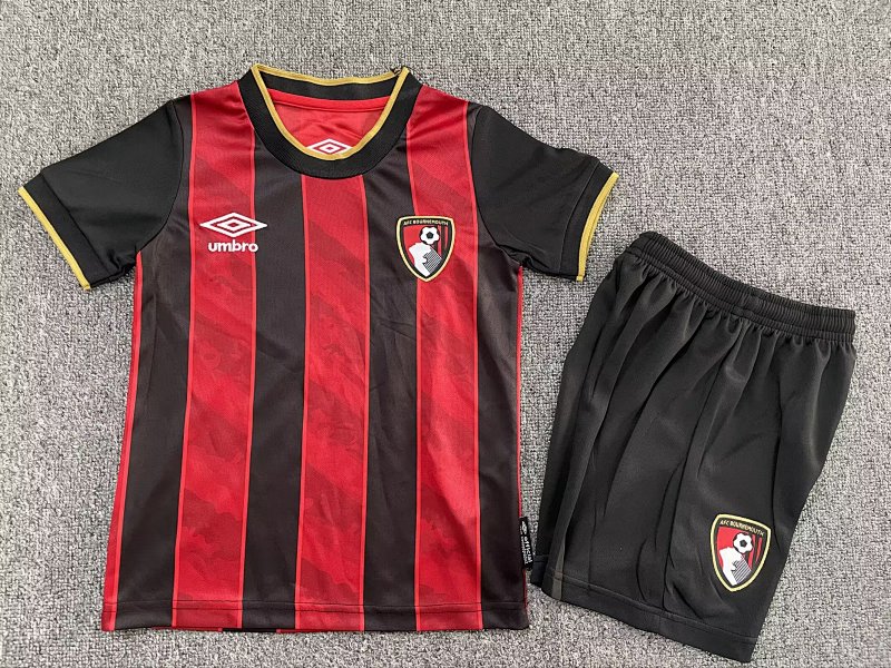Kids Bournemouth Home Soccer Uniform 25 26-1040