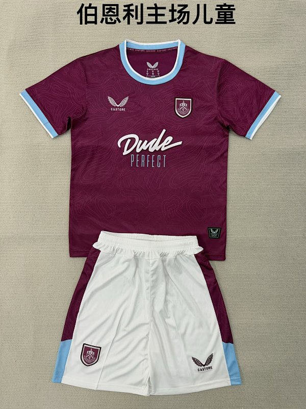 Kids Burnley Home Soccer Uniform 25 26