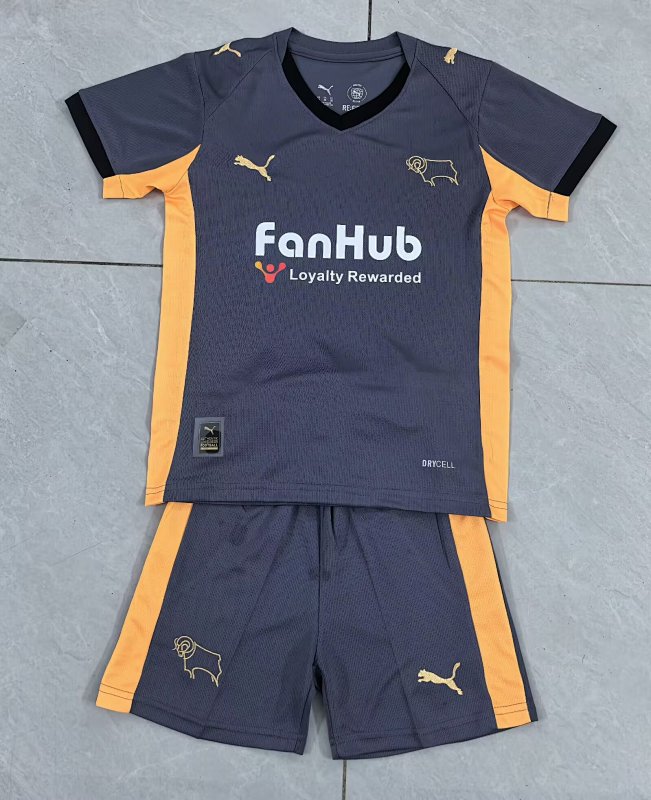 Kids Derbyshire Away Soccer Uniform 25 26