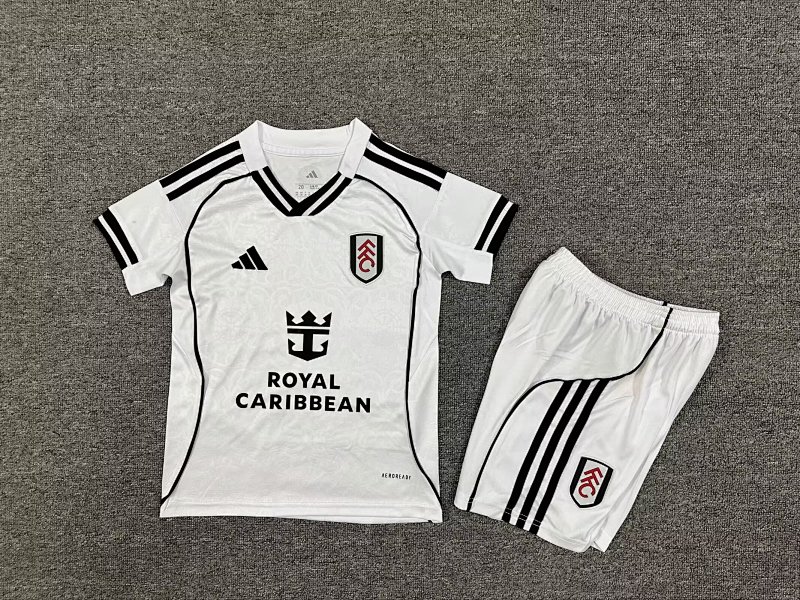Kids Fulham Home Soccer Uniform 25 26-1040