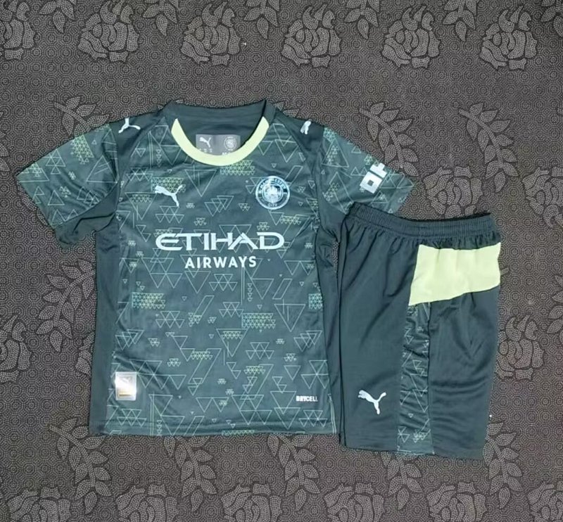 Kids Man City Fourth Soccer Uniform 25 26-afa