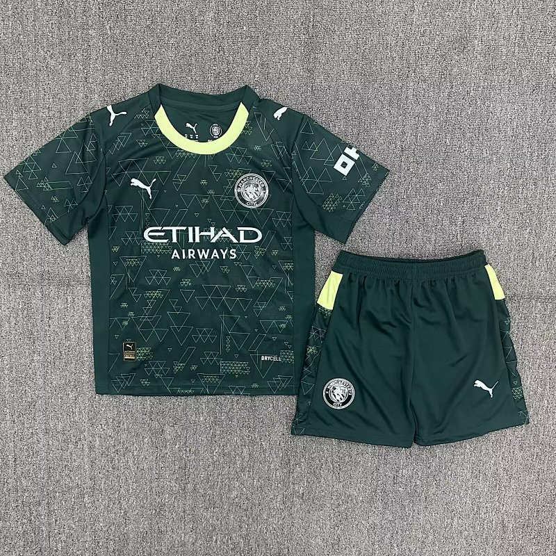 Kids Man City Fourth Soccer Uniform 25 26-xinyu