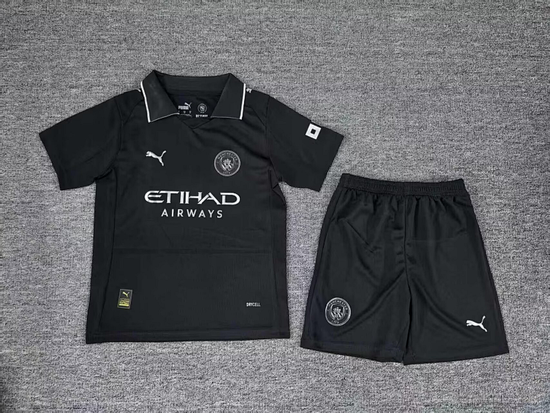 Kids Man City Away Soccer Uniform 25 26-bailiyuan
