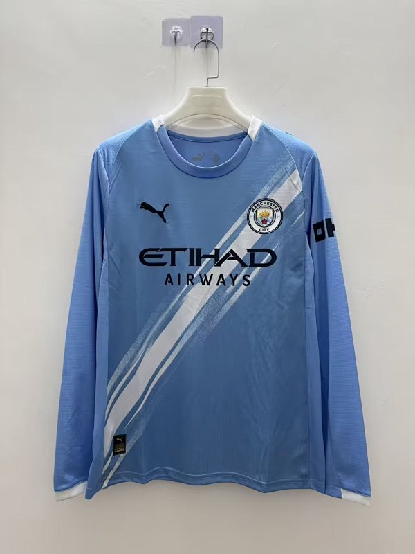 Man City Home Long Sleeve Soccer Jersey 2025 2026-509