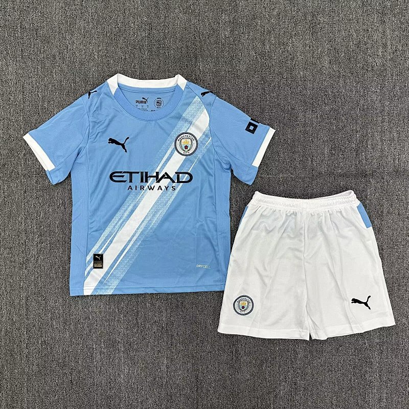 Kids Man City Home Soccer Uniform 2025 2026-xinyu