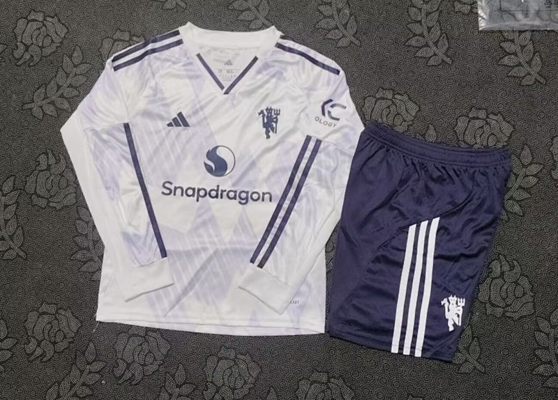 Kids Man United Away Soccer Uniform 25 26