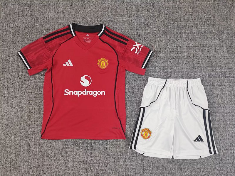 Kids Man United Home Soccer Uniform 2025 2026-bailiyuan