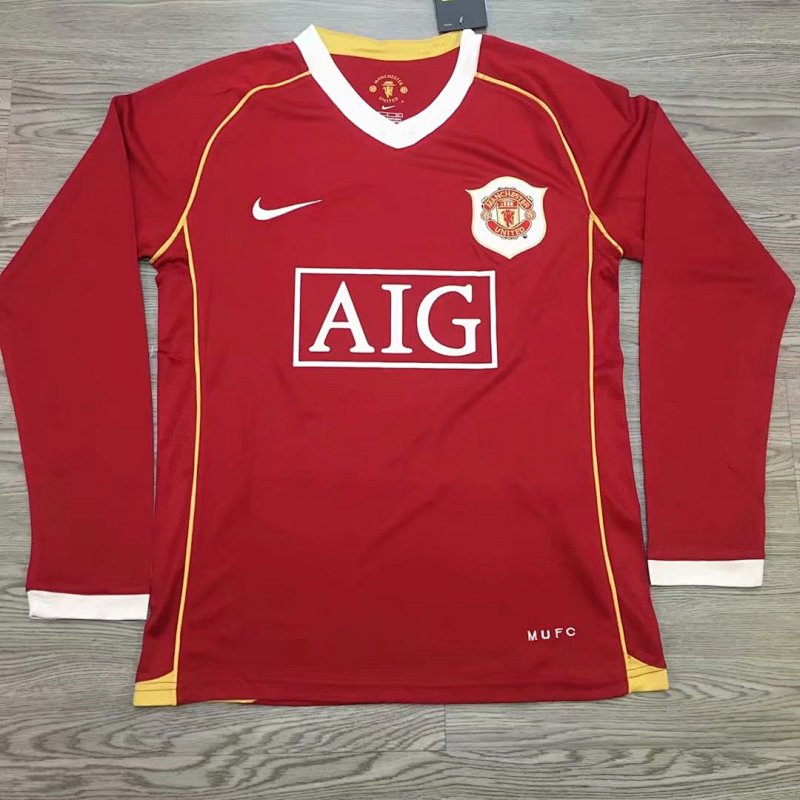 Man United Retro Home Long Sleeve Soccer Jersey 2006 07