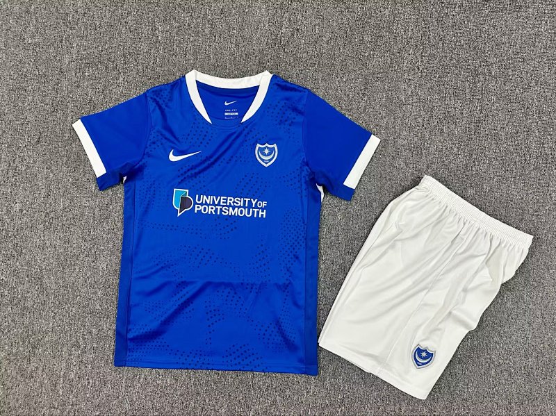 Kids Portsmoutho Home Soccer Uniform 25 26-1040