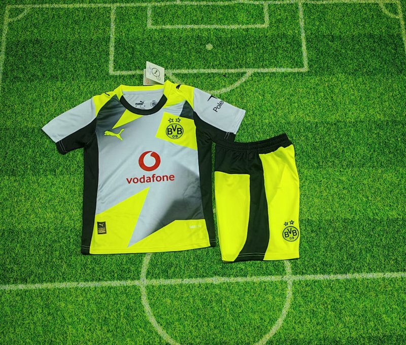 Kids BVB Away Soccer Uniform 25 26-abc