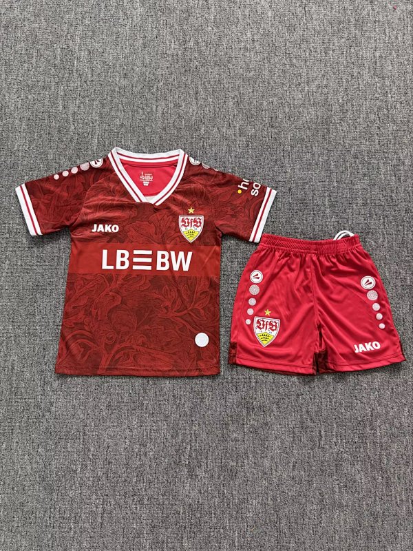 Kids Stuttgart Away Soccer Uniform 26 27-junyi