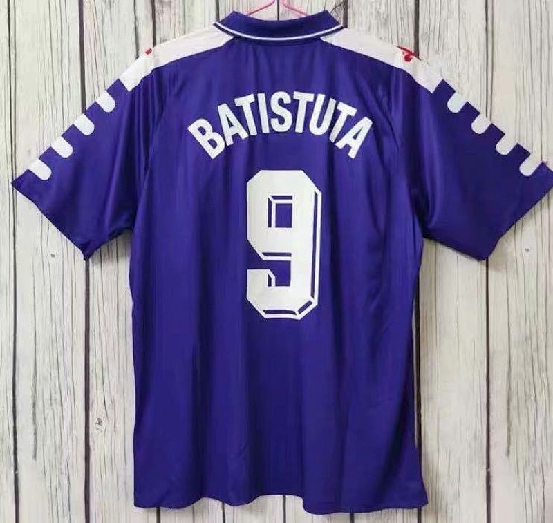 Batistuta 9 Florentia Home Retro Soccer Jersey 1998 99