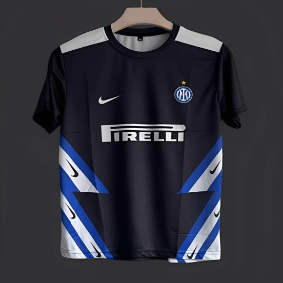 26 Inter Milan Black with Blue White Diagonal Stripes Jersey