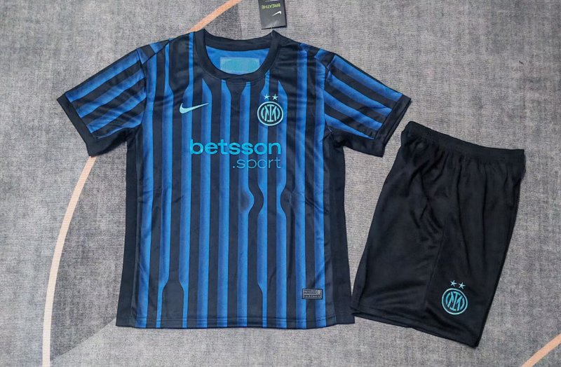 Kids Inter Home Soccer Uniform 2025 2026-haoyifa