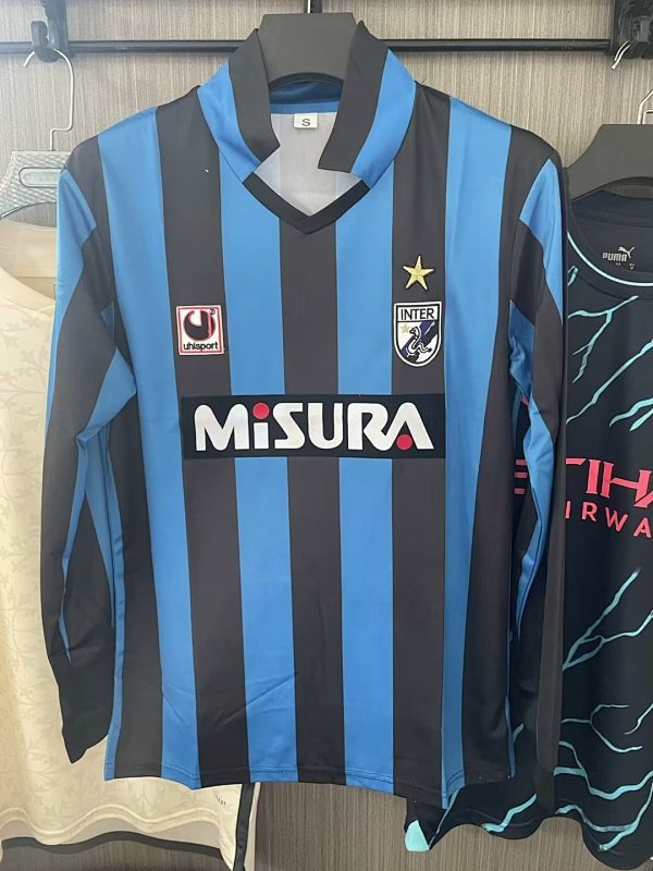 Retro Inter Home Long Sleeve Soccer Jersey 1988 1990-jingdian