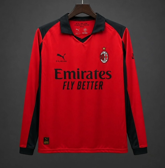 26 AC Milan x Slam Jam Limited Edition Long Sleeve Red Forth Jersey
