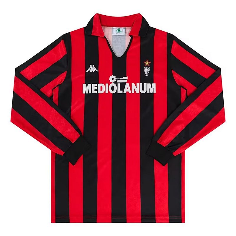 Retro AC Home Long Sleeve Soccer Jersey 1989 1990-longchao