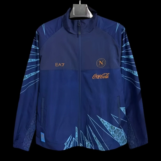 26 SSC Napoli Navy Blue with Geometric Pattern Full Zipper Windbreaker Jacket