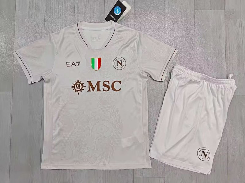 Kids Napoli Away Soccer Uniform 25 26