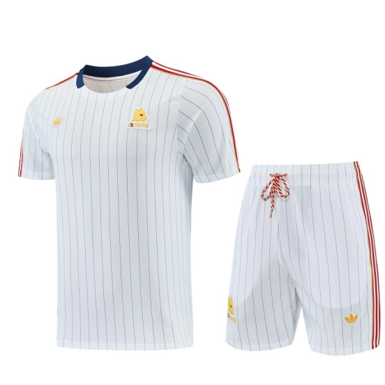 27 AS Roma White Short Sleeve+Soccer Shorts