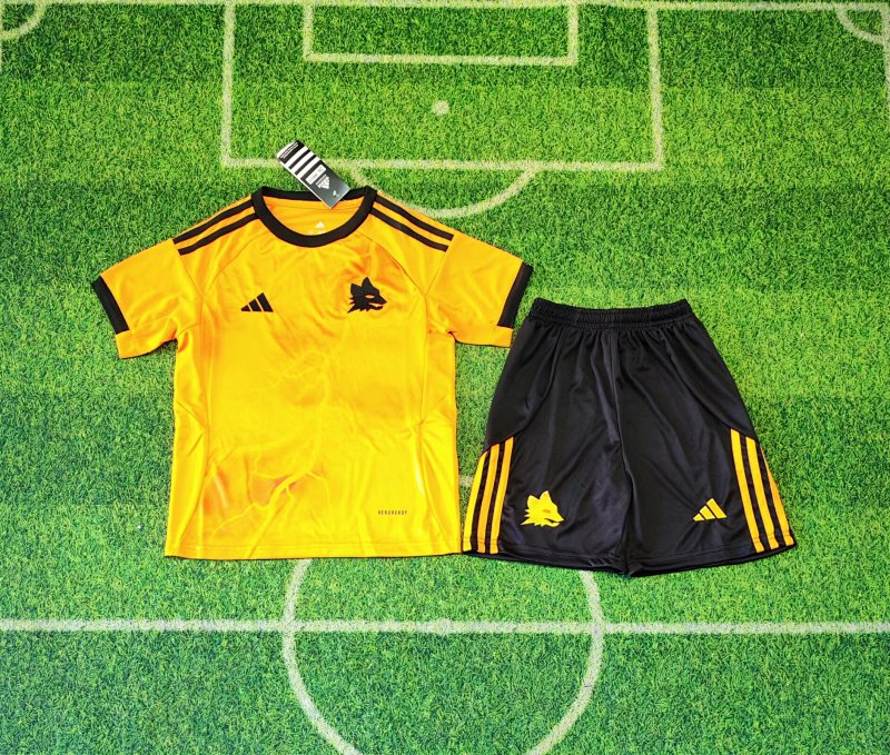 Kids Roma Away Soccer Uniform 25 26-abc