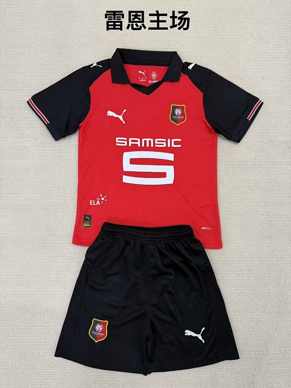 Adults And Kids Rennais Home Soccer Uniform 2025 2026-Li