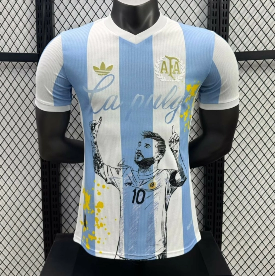 Player Version 2025 Argentina Sky Blue with Messi Celebration Print Jersey