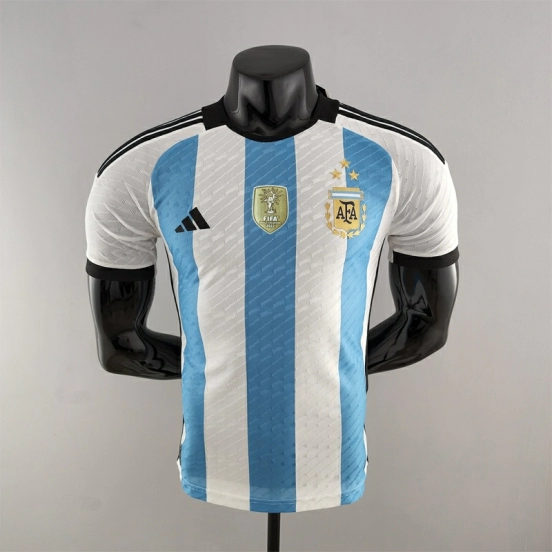 Player Version 3 Stars 2022 Argentina Jersey With World Cup Champion Patches