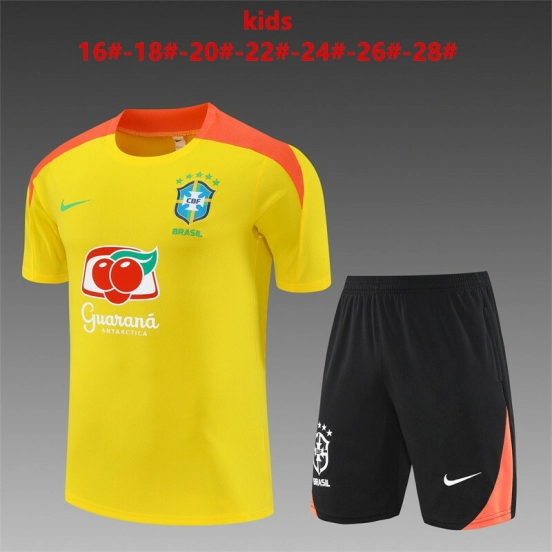 26 Kids Brazil Yellow Short Sleeve+Soccer Shorts
