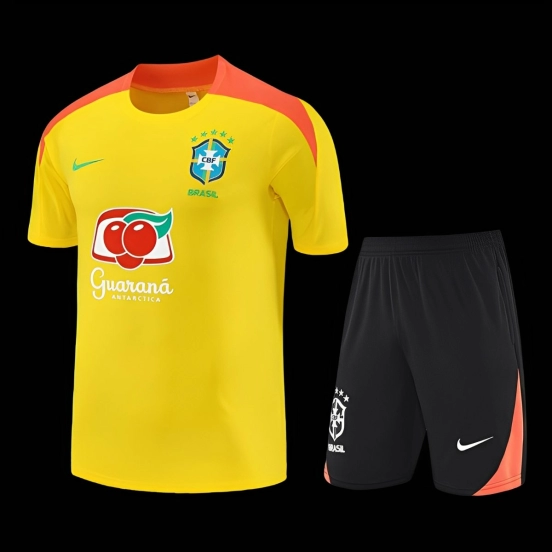 26 Brazil Yellow with XS Short Sleeve+Soccer Shorts