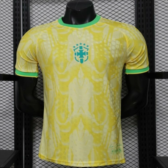 Player Version 2026 Brazil Yellow with Abstract Feather Pattern Jersey