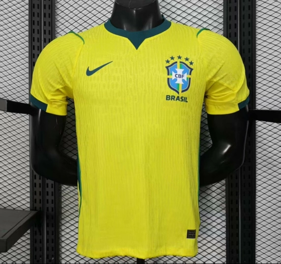 Player Version 2026 Brazil Yellow with Vertical Stripe Pattern Jersey