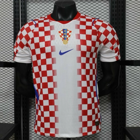Player Version 2026 Croatia White & Red with Gradient Checkerboard Pattern Jersey