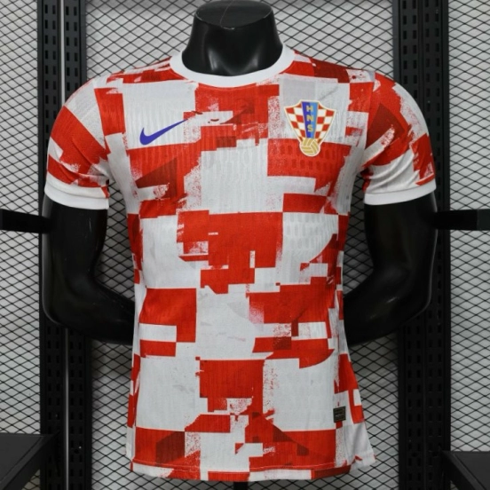 Player Version 2026 Croatia Red White with Checkerboard Pattern Jersey