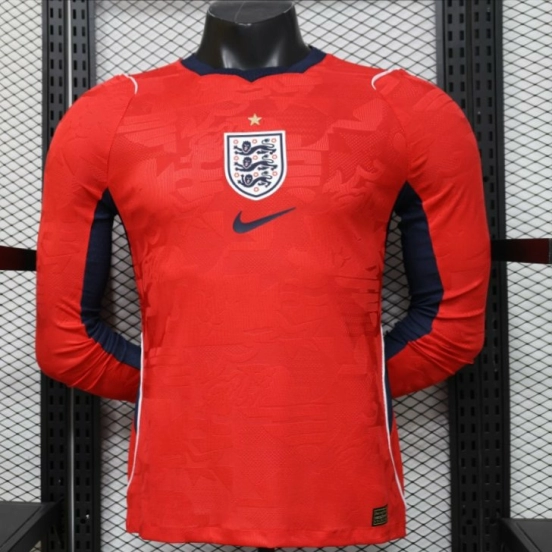 Player Version 26-27 England Away Red Long Sleeve Jersey