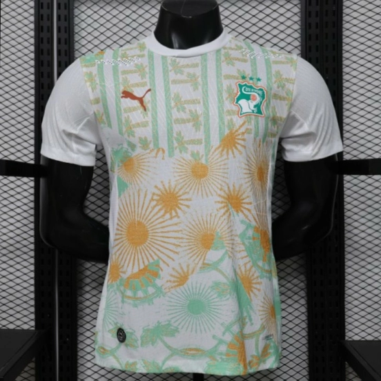 Player Version 2026 Ivory Coast Away White with Tropical Sunflower Print Jersey