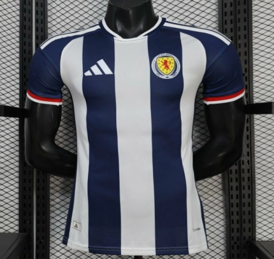 Player Version 2027 Scotland Away White-Navy Vertical Stripes Jersey