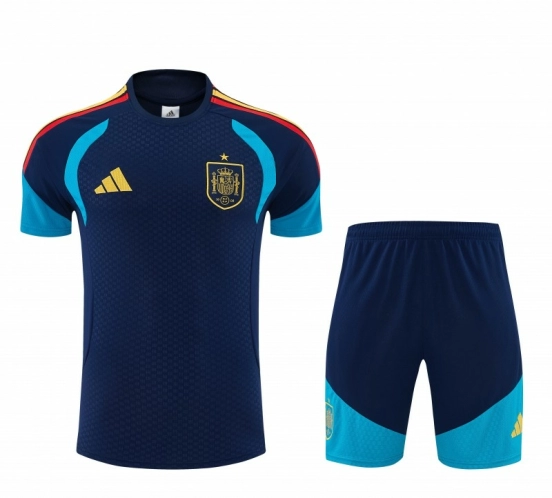 27 Spain Navy Blue Short Sleeve+Soccer Shorts