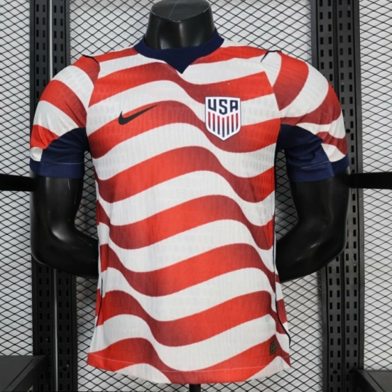 Player Version 2026 USA Red & White Stripe Jersey